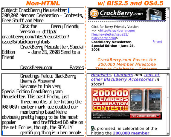 mail HTML blackberry