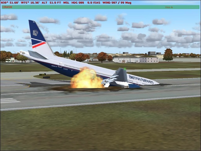 Flight simulator crash
